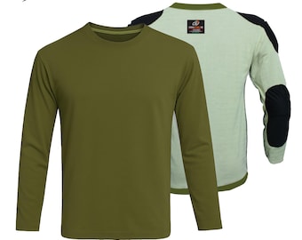 Olive Kevlar Motorcycle Shirt Armored CE Pads