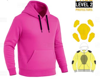 Hot Pink Kevlar Motorcycle Hoodie CE Level 2 Armor