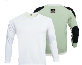 Kevlar Lined Motorcycle Shirt: Armored CE Protection - White