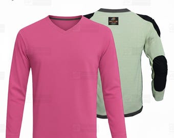 Camisa de moto con forro de aramida, cuello en V, manga larga, protección CE para motociclistas.