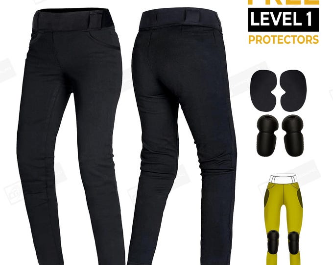 Featured listing image: Womens Kevlar Lined Motorcycle Leggings CE Armored Biker Pants