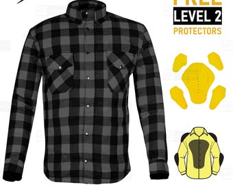 Motorcycle Flannel Shirt with Kevlar Lining CE Armor Ready