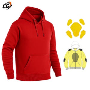 Ultimate Protection Kevlar Motorcycle Red Hoodie with CE Level 2 Armor Unisex Street Bike Jacket