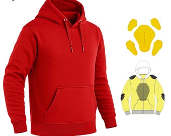 Kevlar Motorcycle Hoodie: CE Level 2 Armor, Red Street Bike Jacket