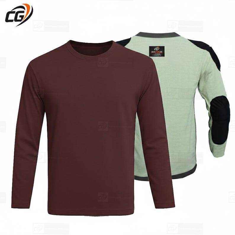 Charcoal Grey Aramid Motorcycle T-Shirt Armored Riding Shirt with CE Pads Burgundy