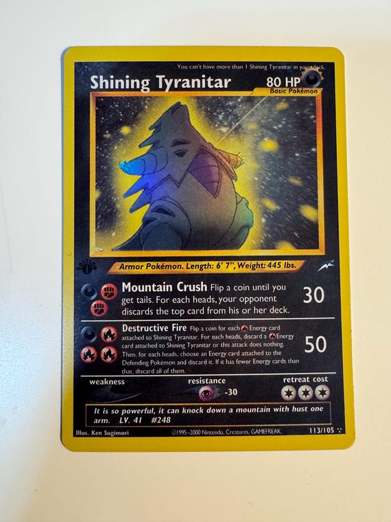 ポケモンカードゲーム Shining Tyranitar Pokemon card game Shining Tyranitar 113/105 Neo Destiny Holo for sale online