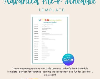 Advanced Pre-K Classroom Schedule | Editable Daily Routine | Canva Template