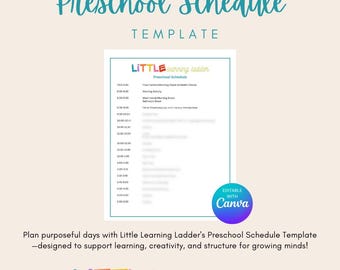 Customizable Preschool Schedule Template | Editable in Canva | Daily Routine Planner