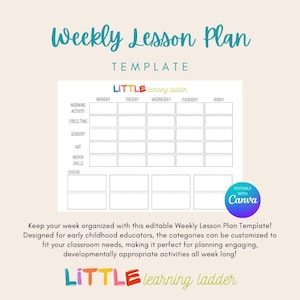 Editable Weekly Lesson Plan Template | Preschool & Teacher Planner | Printable Schedule | Early Childhood Curriculum Organizer