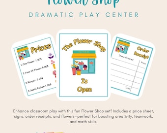 Flower Shop Dramatic Play Printable | Pretend Play Florist Set for Preschool & Kindergarten | Spring Activity