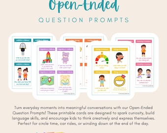 Open-Ended Question Prompts Printable | Conversation Starters for Kids | Instant Download | Early Learning