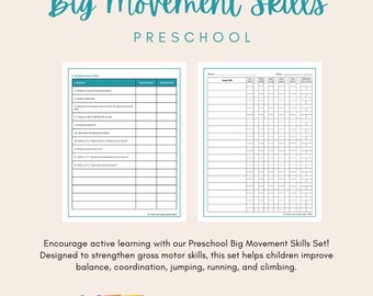 Preschool Big Movement Skills Printable | Gross Motor Skills for Preschoolers | Instant Download | Early Learning Activity