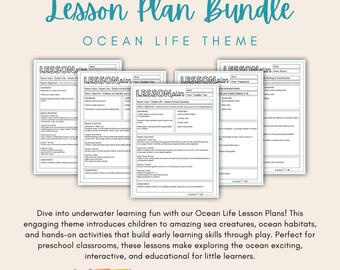 Ocean Life Lesson Plan Bundle | Preschool Ocean Theme Activities | Infant Toddler Pre-K Printable Lessons