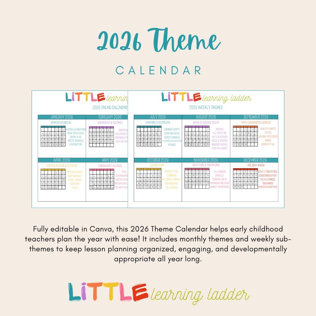 Editable 2026 Preschool Theme Calendar | Monthly & Weekly Lesson Plan ...