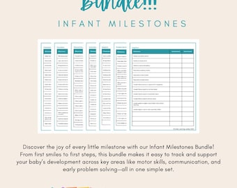 Paquete de seguimiento de hitos infantiles / Tablas de desarrollo imprimibles / Lenguaje, motricidad y habilidades adaptativas / PDF / Evaluación de la primera infancia