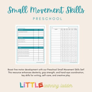 Preschool Small Movement Skills Printable | Fine Motor Skills for Preschoolers | Instant Download | Early Learning Activity