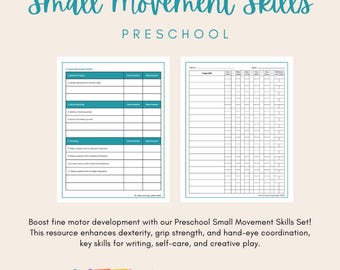 Preschool Small Movement Skills Printable | Fine Motor Skills for Preschoolers | Instant Download | Early Learning Activity