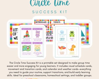 Circle Time Success Kit Printable | Visual Schedule, Movement & Weather Cards | Preschool Toddler Activity | Instant Download