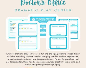 Doctor Dramatic Play Set for Preschool | Community Helpers Dramatic Play | Doctor Office Printables | Pretend Play Center | Doctor's Office