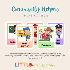 Community Helfer Karteikarten Printable | Vorschulberufskarten | Wissenswertes zu Arbeitsplätzen | Helferlein