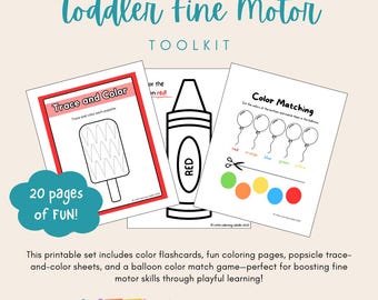 Toddler Fine Motor Toolkit Printable | Early Learning Activities | Color Recognition & Pre-Writing Skills | Instant Download