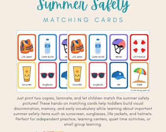 Summer Safety Matching Cards for Toddlers | Printable Preschool Activity (PDF)