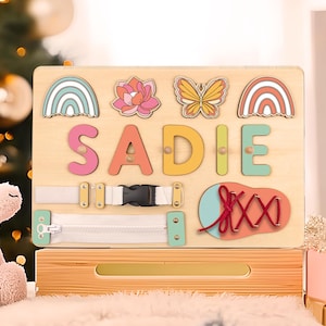 Personalized Wooden Name Puzzle: Montessori Sensory Board, 1st Birthday Gift