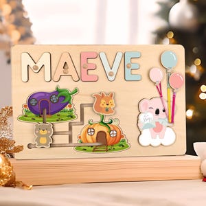 Rompecabezas con nombre personalizado: tablero de actividades Montessori de madera para niños pequeños