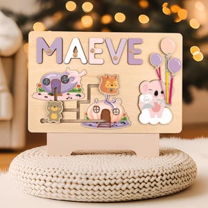 Name Puzzle, Personalized Puzzle Montessori Toy for Toddlers, Wooden Busy Board, Baby Showers Gift,1st Birthday & Easter Gift