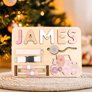 Rompecabezas de madera con nombre, juguete Montessori personalizado para juegos sensoriales de niños pequeños, regalo ideal para bebés, primer cumpleaños y regalos de Navidad.