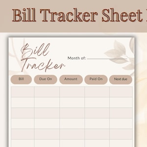 Fillable Bill Tracker Printable: Monthly Bill Payment Checklist (A4 PDF Download