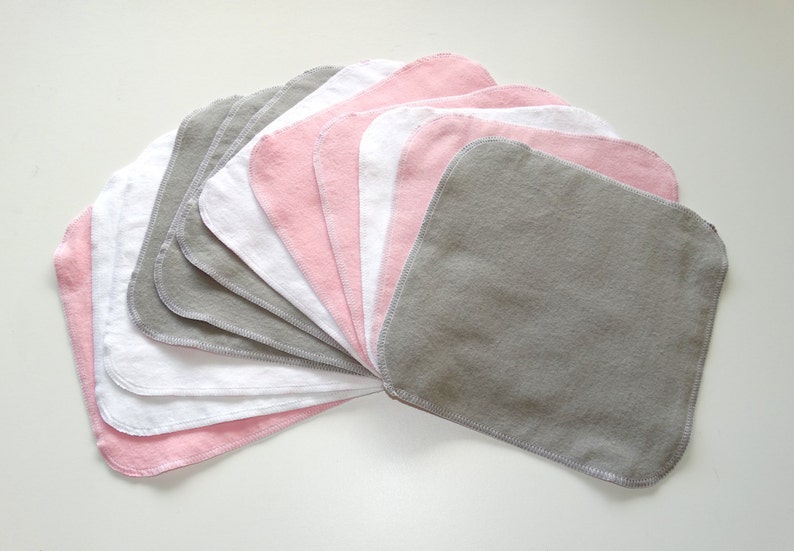 12 flannel cloth wipes one dozen 2ply girl soft baby