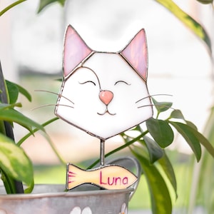 Pet memorial garden stake - Cat christmas ornament - Cat stained glass suncatcher - Pet memorial gift - Custom pet portrait garden ornament