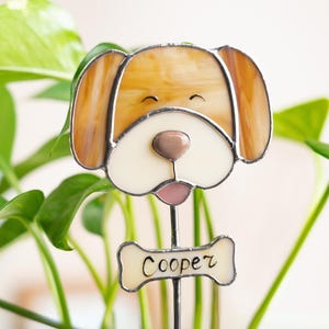 Dog memorial ornament stained glass suncatcher - Christmas gift - Dog memorial gift plant stakes - Garden ornament pet memorial garden stake