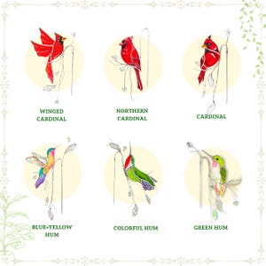 Cardinals and hummingbirds stained glass sun catchers for garden decor