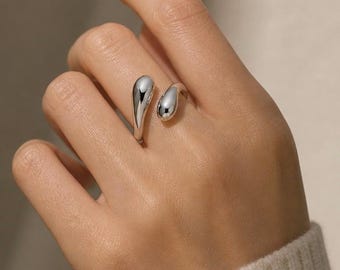 Verstellbarer Damenring aus 925er Sterlingsilber – Minimalistisches, offenes Design – Moderner, schicker Ring – Schmuckstück aus massivem Silber, ideales Geschenk für Frauen