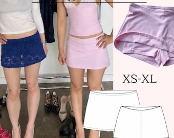 Low Waisted Mini Skirt + Built-in Shorts Sewing Pattern| Video Tutorial