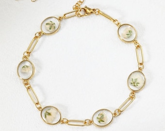 Miscarriage Memorial Bracelet with Real Baby’s Breath, Pregnancy Loss Jewelry, Pressed Flower Resin Keepsake, Sympathy Gift for Grieving Mom