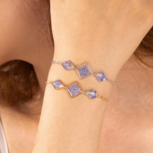 Real Forget Me Not Bracelet, Handmade Pressed Blue Flower Bracelet, Resin Jewerly for Women, Memorial Gift, Remembrance Gift, Gift for Her
