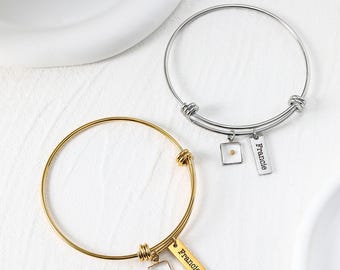 Personalized Name Mustard Seed Bracelet, Christian Faith Jewelry, Matthew 17:20 Engraved Name Bracelet, Religious Gift of Encouragement