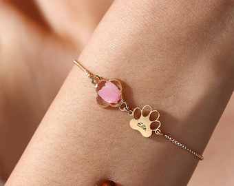 Personligt armband med blomma, anpassat armband för hundnamn, minnesarmband för husdjur, smycken för nyblivna valpar, julklapp för husdjursälskare