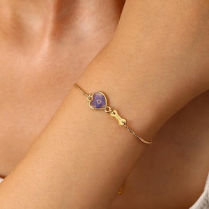 Forget Me Not Flower Dog Bracelet, Personalized Pet Memorial Jewelry