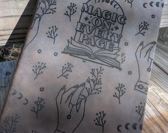 Magic on Every Page Engraved Notebook | Gothic Journal | Witchy Spellbook Notebook | Dark Academia Journal | Lined Writing Journal