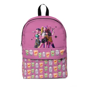 Huntrix - Playful Bubble Tea Goldfish Backpack with Colorful Drink Patterns, Perfect for Students, Back to School