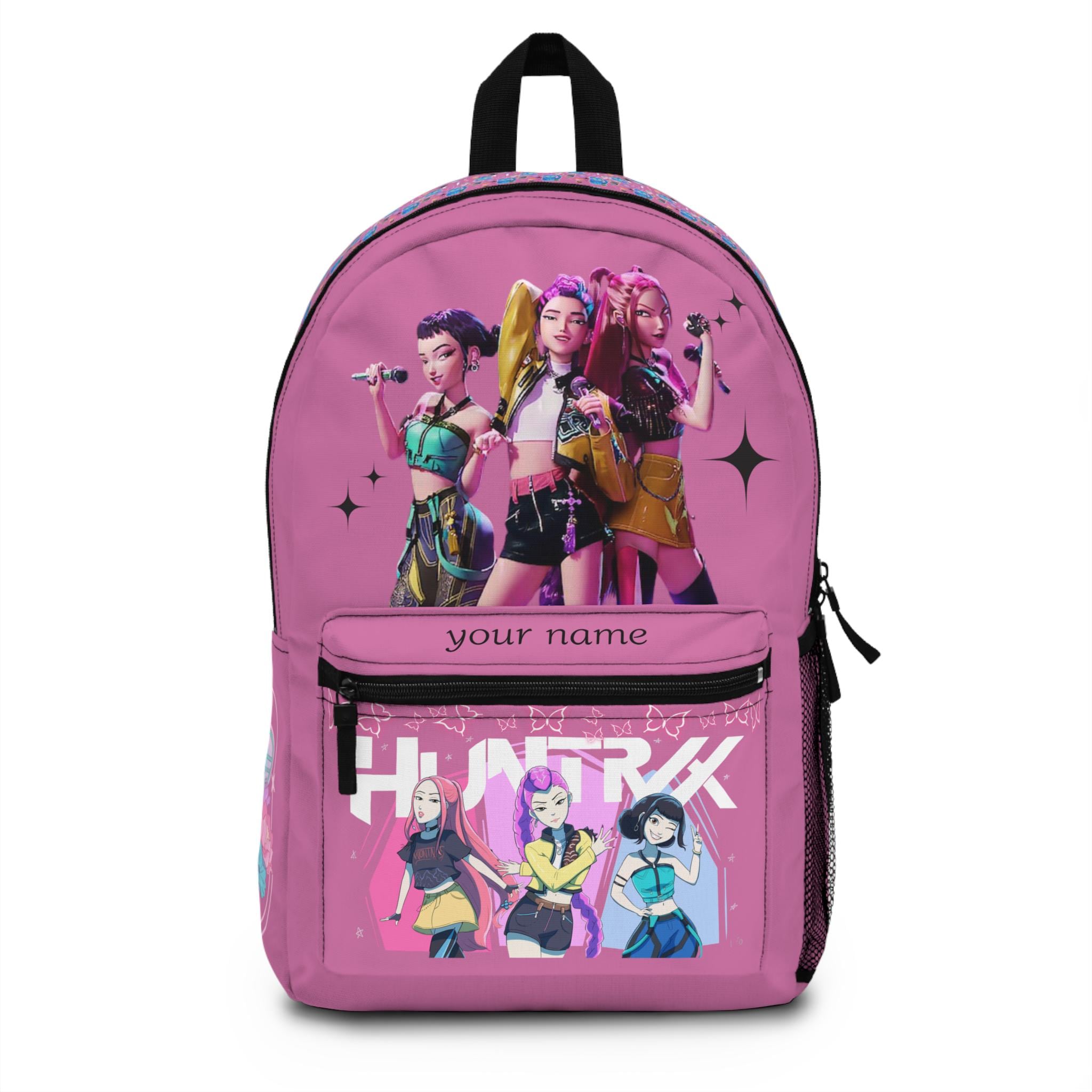 Discover K-Pop Girl Group Illustration Backpack, Personalized Pink School Bag