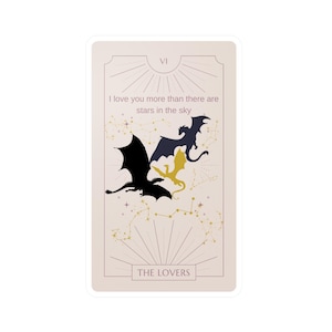 Cuarta Ala, Pegatina de Carta del Tarot, Los Amantes, Dragones, Xayden y Violeta