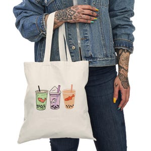 Bubble Tea Eco Tote Bag | Reusable Shopping Bag, Cute Gift for Bubble Tea Lovers, Everyday Tote, Gardening, Beverages