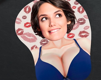Custom Funny Photo 3D Boobie Mouse Pad, Personalized Gamer Mousepad Gift for Him or Her, Valentine, Office Desk Gift