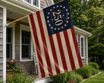USA 250th Birthday Betsy Ross Flag, America 250 Celebration House Flag, 1776-2026 Patriotic Porch Decor, 13 Star US Anniversary Flag