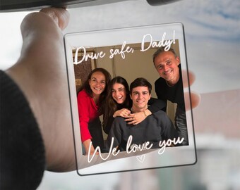 Custom Photo Car Visor Clip, Personalized Drive Safe Accessory, Father's Day Gift for Husband, Anniversary Present for Boyfriend